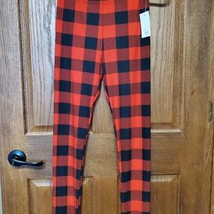 NWT Red and black checkered leggings.